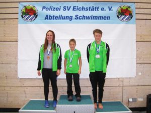 Die Medaillengewinner (von links): Verena Schindler, Jeremie Mühlthaler, Sebastian Schindler